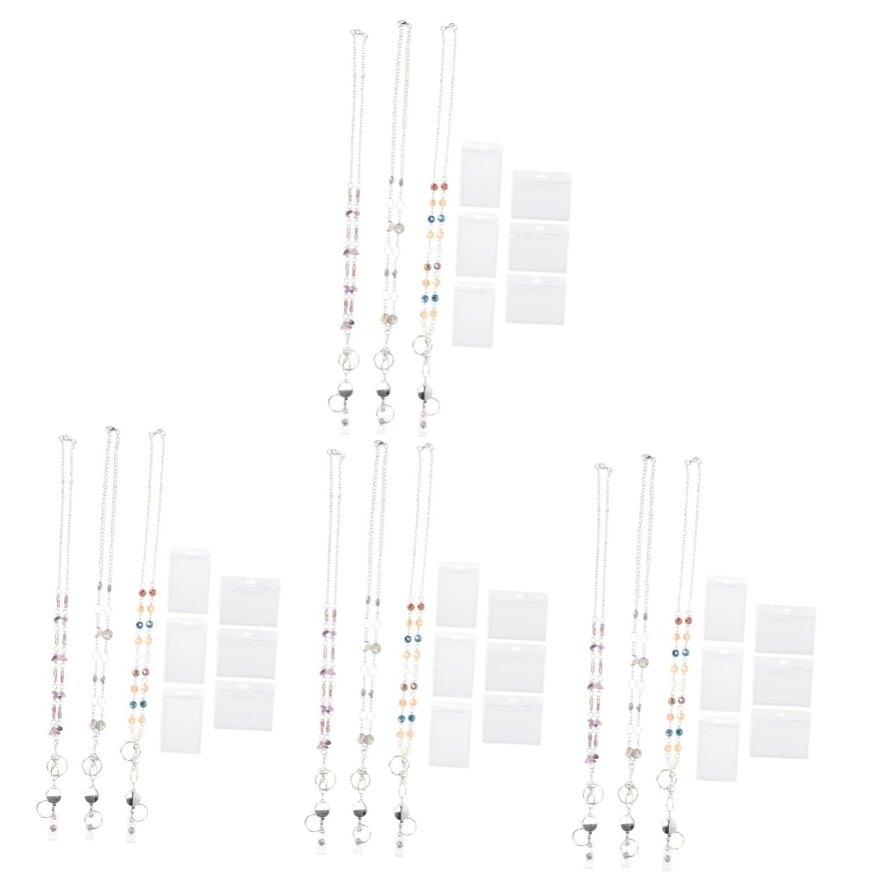 ABOOFAN 12 Sets ID Lanyard Necklace Link Chain Necklace for Women Neck Braces Crystal Necklaces id Badge Necklace Holder Plastic Badge Holders Lanyard Holder Retractable Lanyard Key Work