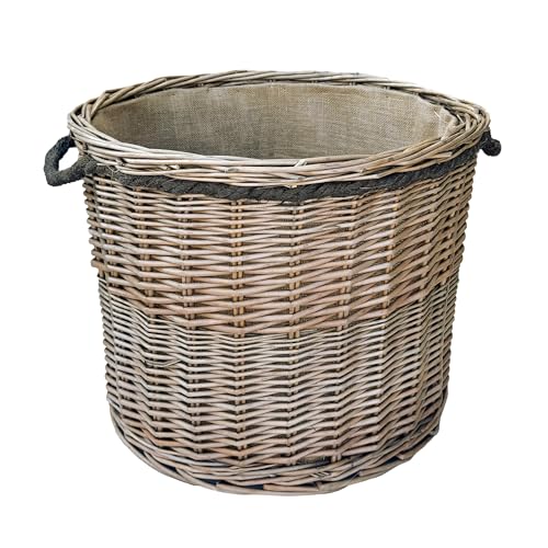 Arthur Cameron Panier rond circulaire en osier doublé pour bûches/Boîte de rangement/Jardinière (Grand)