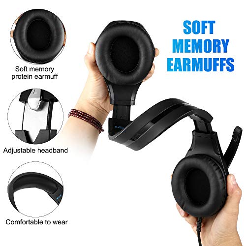 Butfulake GH1 Stereo Gaming Headset with mic & Splitter Cable for PUBG Over Ear Headphone noice Isolation mic, Surround Sound, Compatible with PS4, Xbox one S/X, Switch, PC, Skype (Sapphire Blue) - Thumbnail 4