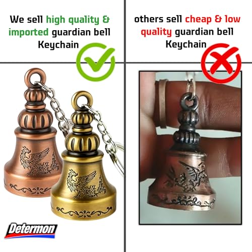 Image of DETERMON Golden /Bronze Bell KeyChain for Bike and Car | Tibetan Good Luck Charm Key Chain (1 Piece)