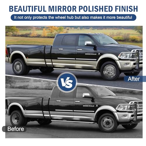 Image of hightall 19.5 Wheel Simulators, 19.5 inch 10 Lug Stainless Steel Hubcaps,Polished Surface,2Pcs Front Wheel /2Pcs Rear Wheel,Bolts On Wheel Cover Set Compatible with 2008-2023 Dodge Ram 4500 /5500