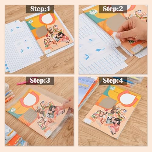 Image of GLUN Transparent Textured Plastic Frozen Book Cover, Pack of 10 Sheets, Protective Thick Self-Adhesive Sticky Transparent Cover for Students School Office