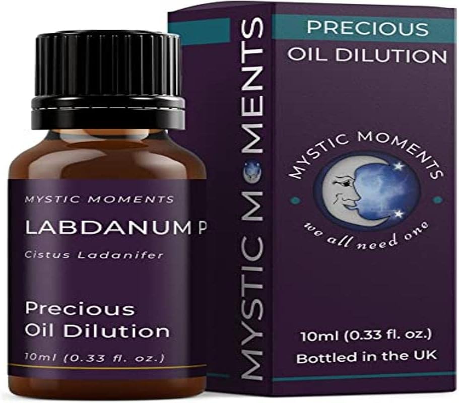Mystic Moments | Labdanum PQ Absolute Oil Dilution 3% in Jojoba | Cistus Ladanifer | Resinous Amber Scent | Perfume Quality Blend | Skincare & Aromatherapy Oil | Pre-Diluted Massage Oil | 10ml