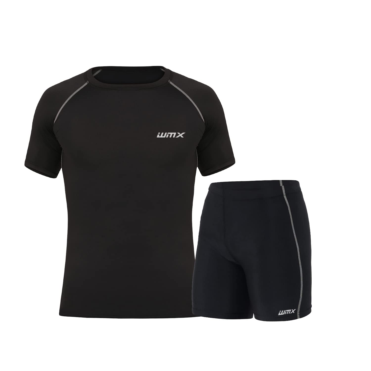 wmx Athletic Men's 2 Piece Stretchy Compression Base Layer Workout Shirt Pull-On Shirt and Shorts Set-picture-33