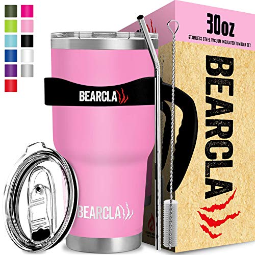 MalloMe BEARCLAW Pink Travel Coffee Mug 30 oz Stainless Steel Vacuum Insulated 6-Piece Tumbler Set
