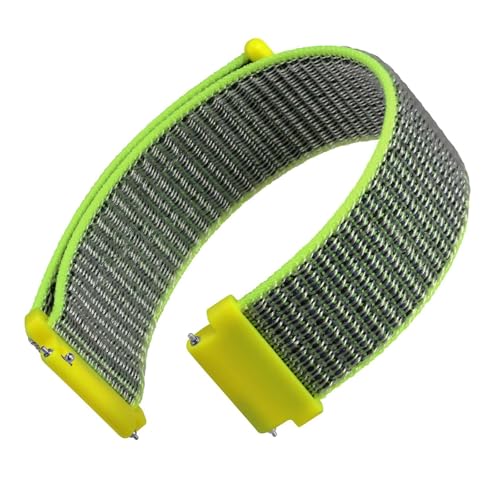 WOCCI 20mm Adjustable Nylon Watch Band, Quick Release Sport Loop Strap (Bright Yellow/Grey)