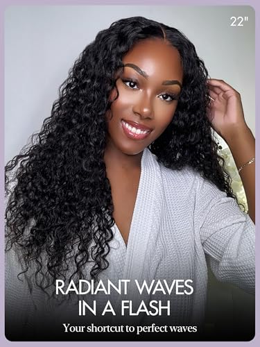Image of LUVME HAIR 5X5 Lace All-Day Comfort Water Wave Deep Wave Lace Front Wigs Human Hair Curly Hair Glueless wigs human hair pre plucked pre cut lace closure wigs frontal wigs human hair 18 Inches