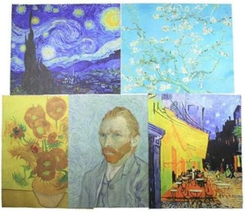 Vincent Van Gogh Painting Art - Paño de limpieza de microfibra de alta calidad, juego de 5 unidades, 1, 6 x 7 pulgadas, limpiador de lentes de