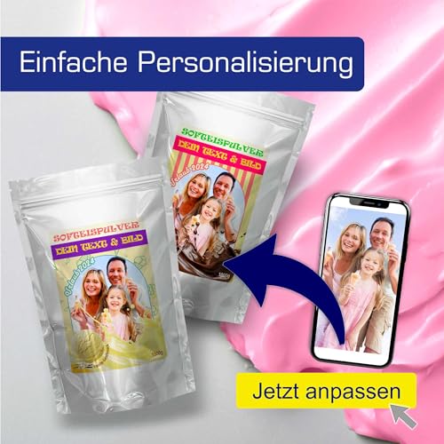 INDIGOS UG - 333g Vanilleeispulver - Vanille - individuell personalisiert mit Foto und Wunschtext - Geschenk - Fotoidee für Softeis Maschine und Kugeleis – Bild 3
