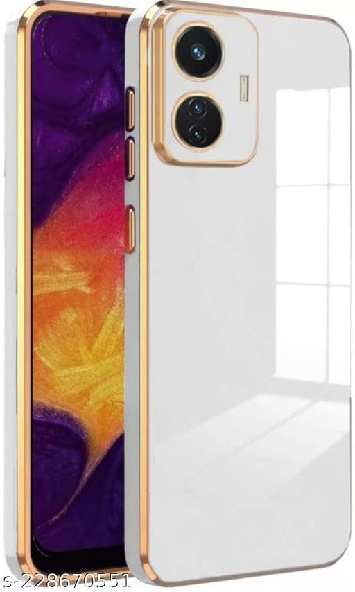 White Color Glossy Durable Stylish Design Protective 6D Chrome with Gold Plated Frame Phone Back Cover Case Cover Compatible for (Redmi Note 9,White) (B0DCQB78X7) Amazon Price History, Amazon Price Tracker