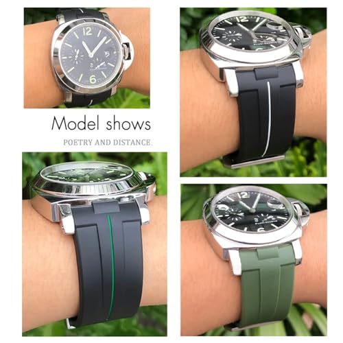 Bracelet montre caoutchouc silicone souple noir 24mm compatible Panerai PAM - 5
