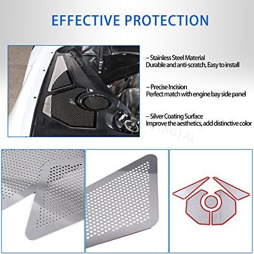 Image of Engine Bay Side Panel Cover Trim Compatible with Chevrolet Corvette C8 2020-2026, Rear Engine Covers, Engine Compartment Side Panel Decoration Accessories 5Pcs (Silver)