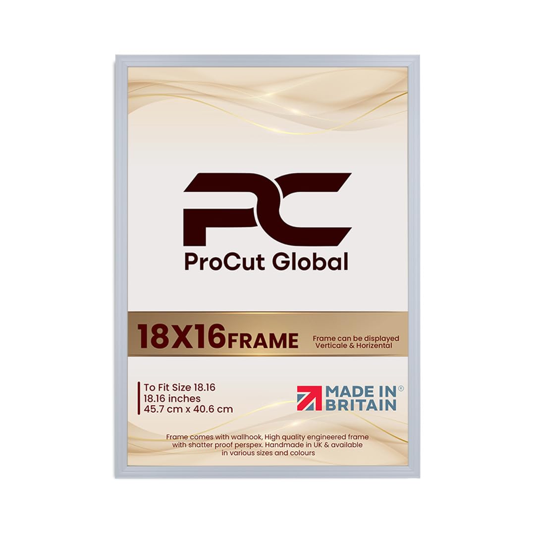 Procut Global 18x16 Light Grey Picture Frames - Classic Wooden Photo Frame with Shatterproof Perspex for Wall or Tabletop - Perfect for Posters, Certificates & Prints - Sizes & Colors Available
