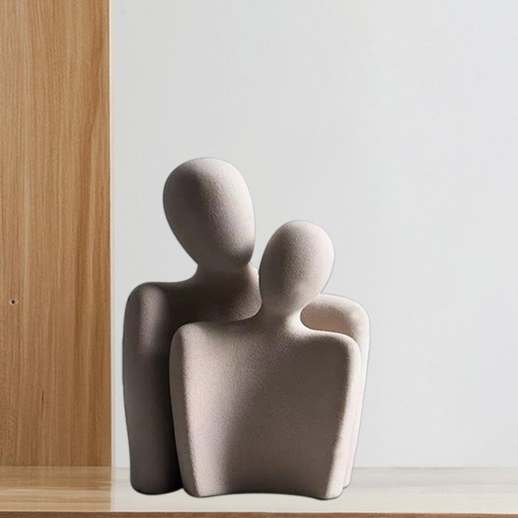 Abstrakcyjna figura statuetka, prezenty dla par, ceramiczna rzeźba dla pary, kreatywna statuetka miłości, ozdoba, figurka do salonu, sypialni, biura, dekoracja (szara)