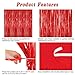 2 Pack Red Tinsel Backdrop, 3.28 FT x 7.05 FT Fringe Curtains, Red Foil Tinsel Party Streamer Backdrop Curtains for Valentines Day, Wedding Photo Backdrop Party Decorations for Wedding Anniversaries