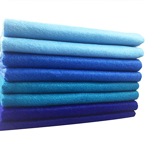 Image of 4pcs Thick 1.4mm Soft Felt Fabric Sheet Assorted Color Felt Pack DIY Craft Sewing Squares Nonwoven Patchwork (92x90cm Blue)