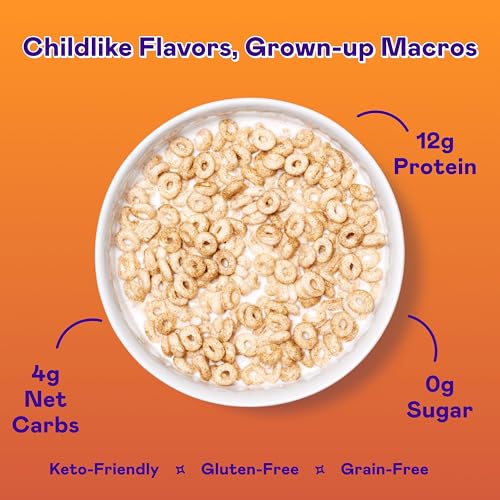Image of Magic Spoon Cereal - High Protein Cereals - Sugar Free Snacks & Breakfast Food - Grain & Gluten Free Cereal - Healthy Snacks for Kids & Adults - Low Carb & Keto Friendly - 4 Pack, Cinnamon Crunch