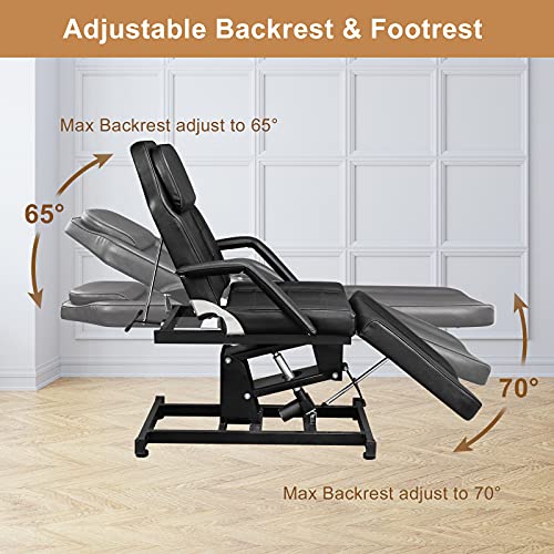 Omysalon Electric Height Adjustable Salon Tattoo Chair Esthetician Bed, Multi-Purpose Facial Bed Chair For Barber Spa Beauty Salon With Hydraulic Stool Equipment, Remote Control, Black #TOP3
