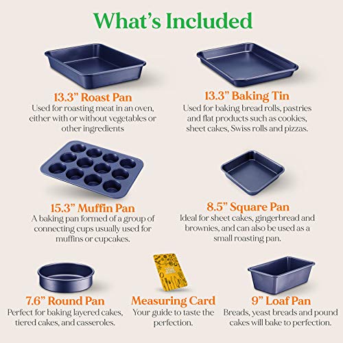 image for NutriChef 6-Piece Non-Stick Baking Pans - Carbon Steel Baking Trays wi