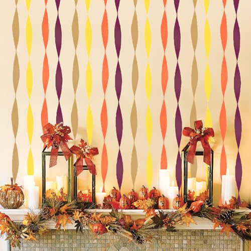 Image of 8 Rolls Fall Crepe Paper Streamers Fall Decorations Party Streamers for Birthday Baby Shower Wedding Party Decorations Thanksgiving Halloween Gender Reveal DIY Crafts