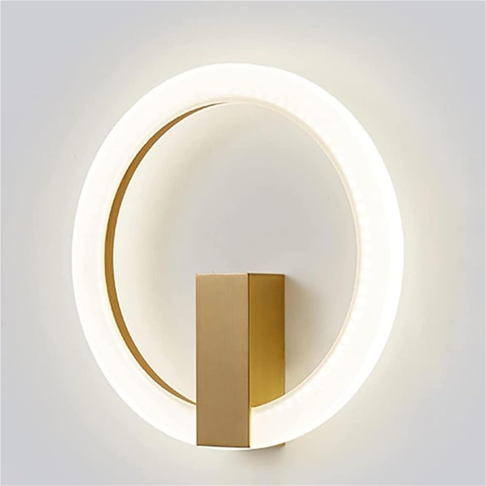 HPTHLY Wall Lamp Three-Color Dimmable Round Acrylic Wall Sconce Indoor Wall Mounted Light Fixture For Bedroom Bedside Decorative Lighting Gold Wall Lamps & Sconces (Gold-40Cm)