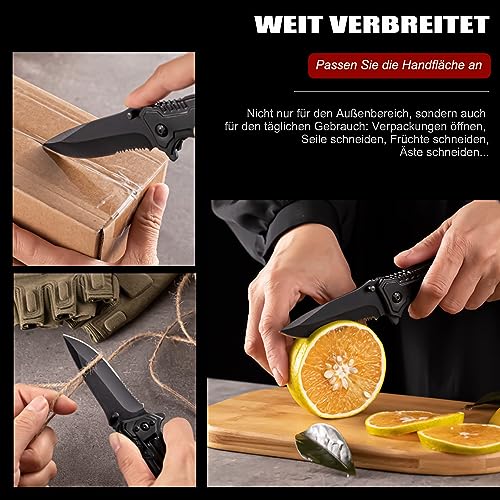 Kryvex Klappmesser 3-in-1 Taschenmesser mit clip, EDC Messer, Einhandmesser, Outdoor Messer für Camping