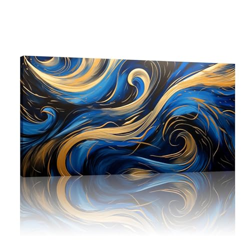 Affiches et impressions d'art mural abstrait bleu or 80x160 cm pour salon