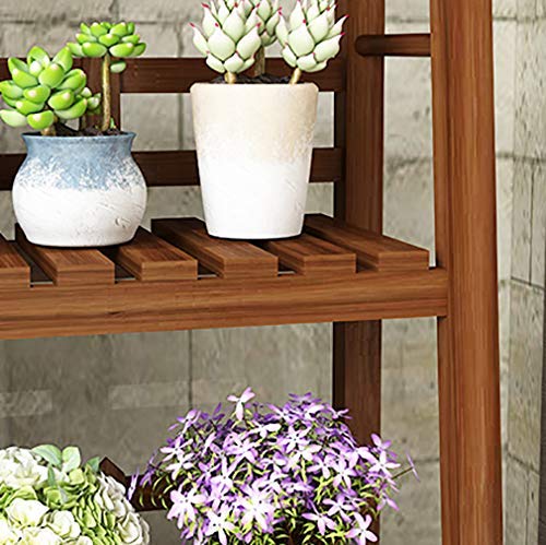 JY&WIN Scaffale per Piante in Legno con Ruota Universale, Scala a 3 Livelli Scaffale per Piante da Fiore Indoor Outdoor Cortile Giardino Patio Balcone Rack di stoccaggio-Bianco 31x12x38,5 (80x31x98 - Image 3