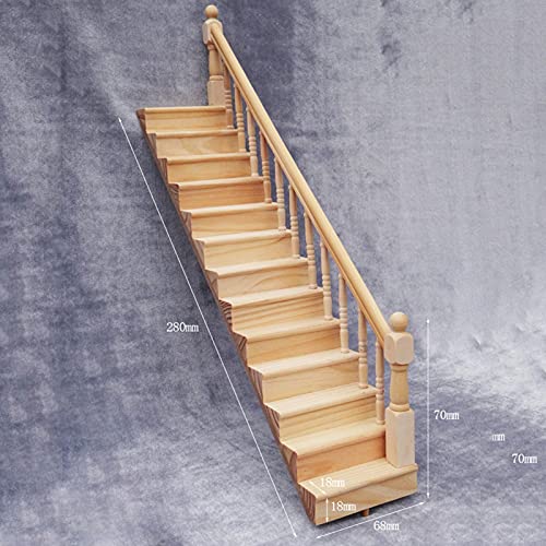 Washranp Miniatur-Puppenhaus-Treppe aus Holz mit Handlauf, Puppenhaus-Treppe aus stabilem Holz, handgefertigt… – Bild 7