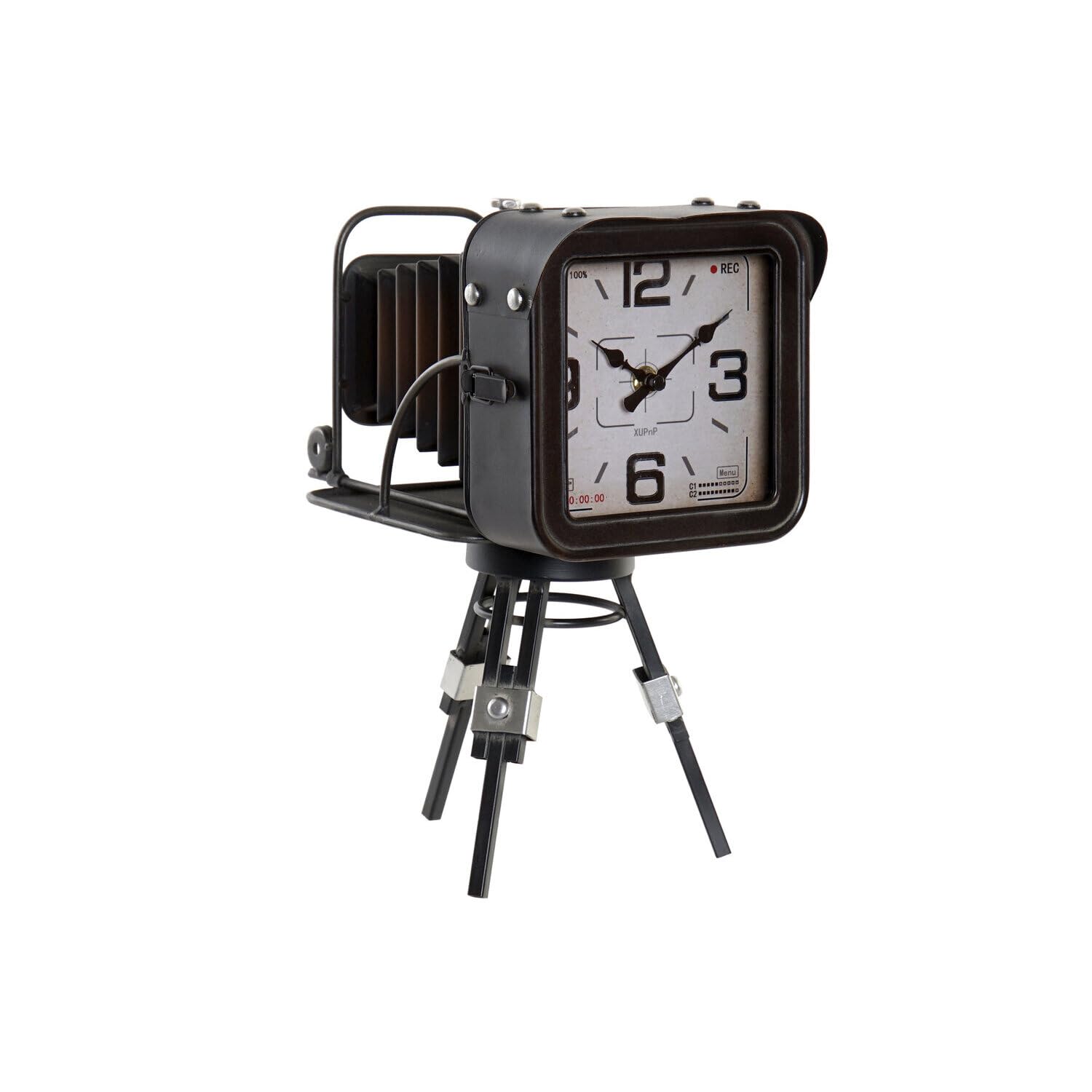 Reloj metal cristal de sobremesa sobre repisa salon 17x26x32,5 cm