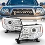 ACANII - For 2005-2011 Toyota Tacoma LED DRL Halo Ring Chrome Housing Projector Headlights Headlamps, Driver & Passenger
