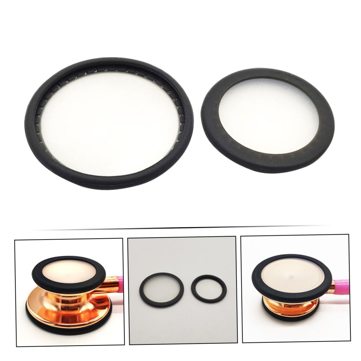 OUNONA 2Sets Stethoscope Diaphragm Replacement Parts for Pediatric Adult Use Compatible with Various Brands Membranes for Easy Cleaning Superior Sound Clarity