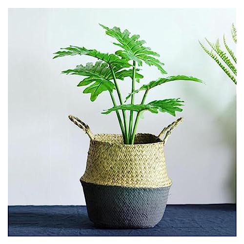 Pots de fleurs déco au design patchwork tissé et structure pliable