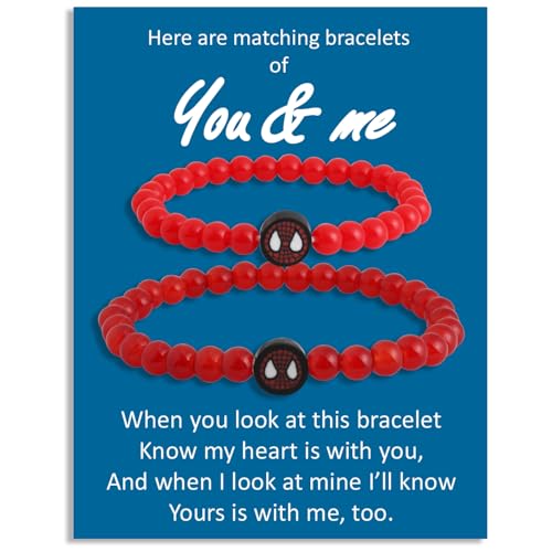QqzsJewls You and Me Bracelets Set Superhero Matching Bracelets for Mom Dad Daughter Son Aunt Niece Nephew Birthday Christmas School Gifts