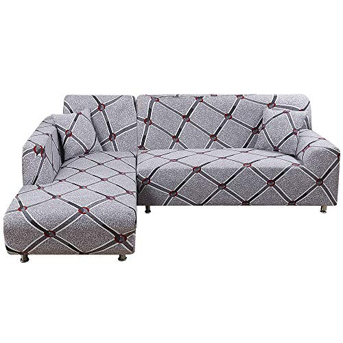 laamei Fundas de Sofá Chaise Longues Elastica Cubiertas Protector de Muebles Elegante para Sala de Estar Dormitorio Tejido del Poliéster Fundas de Sofá en Forma de L