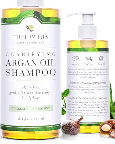 Tree To Tub Peppermint Shampoo for Oily Hair & Sensitive Scalp - Gentle Clarifying for Build Up,...