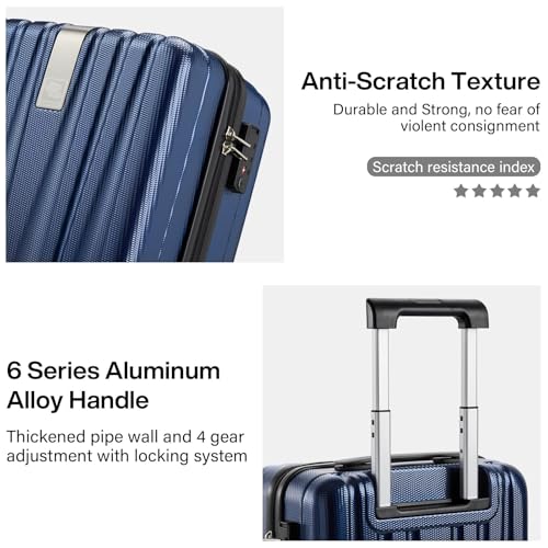 Image of Hanke 16 inch Underseat Carry on Suitcases with Wheels,Lightweight Hard Shell Carry on Luggage with Wheels for Weekender, Small Suitcase,Travel Luggage Christmas Gifts for Birthday （Dark Blue）