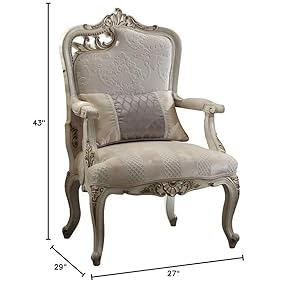 Acme Picardy Accent Chair with Pillow in Antique Pearl Acme Picardy Accent Chair with Pillow in Antique Pearl