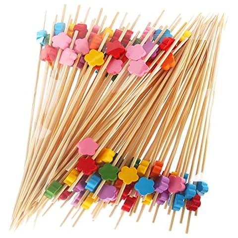 Pack of 100 Multi-Colour Wooden Cocktail Sticks Cover