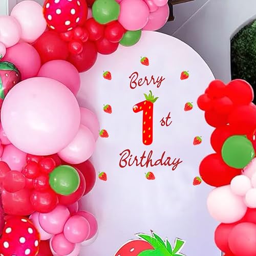 Vinilo Decorativo Cumpleaños 1 Año Tema Fresa