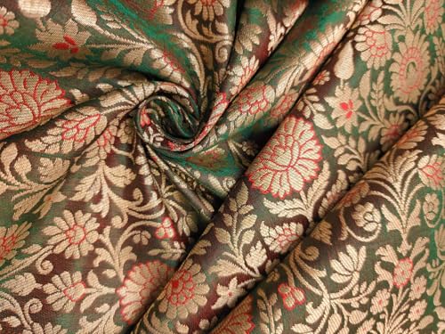 Tissu brocart de soie floral rouge pour confectionner des robes de mariage uniques
