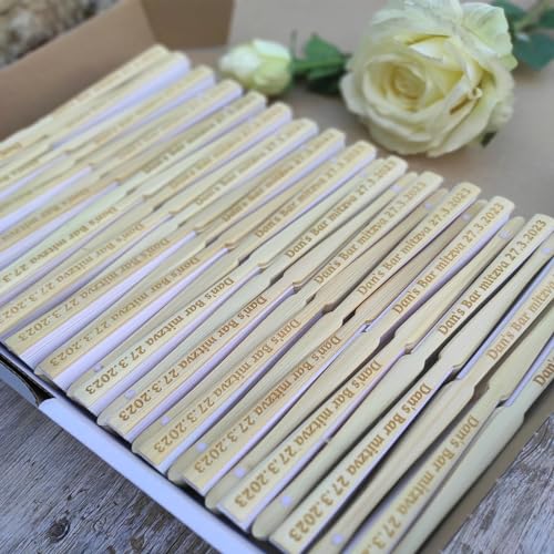 Abanicos personalizados REEG contra el calor en bodas: recuerdos útiles de madera de 20 piezas 6