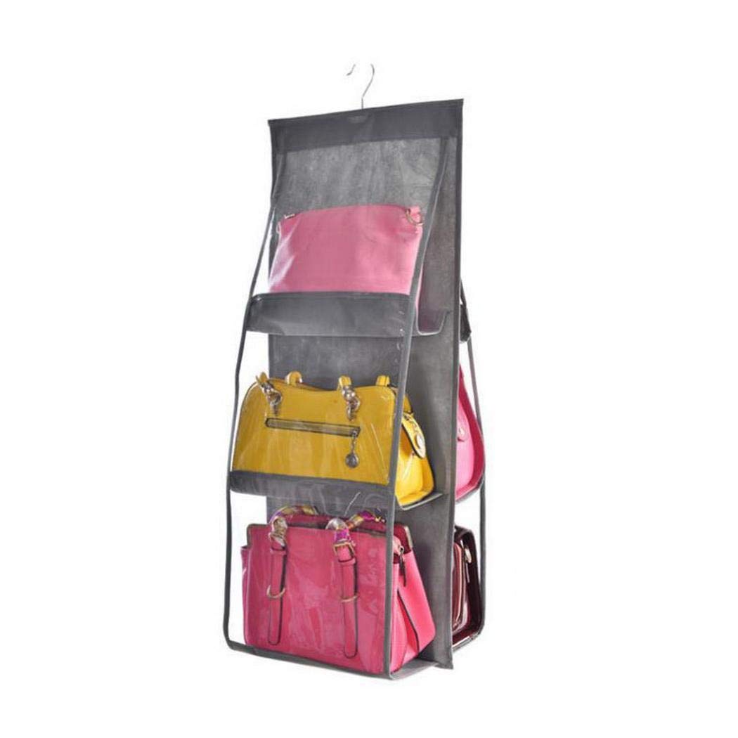 FastDirect Hanging Handbag Organizer Dust-Proof Storage Holder Bag Wardrobe Closet for Purse Clutch with 6 Larger Pockets