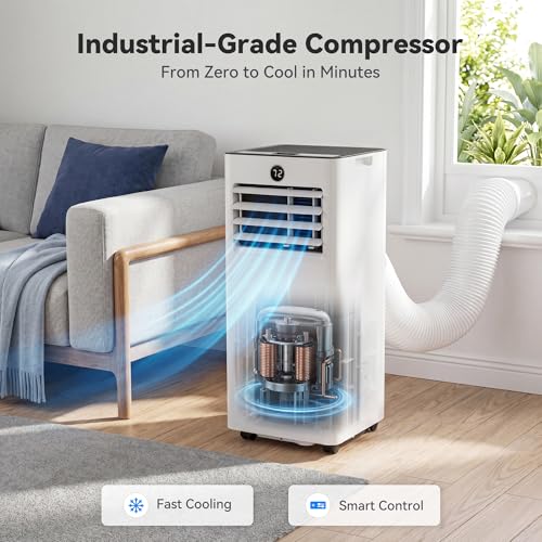 Image of 10000 BTUs Quiet Portable Air Conditioner, Cools Rooms up to 450 Sq. Ft, 4-in-1: AC /Dehumidifier /Fan /Sleep Mode, 24-Hour Timer, 26-Ft Remote Control, Window Kit Included