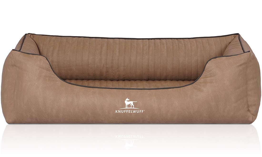 Knuffelwuff Cama ortopédica para Perros Tampa de Piel sintética Acolchada con láser, XL, 105 x 75 cm, Color Camel