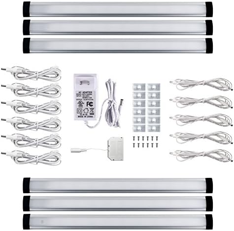 LEDdrop Under Cabinet Light Kit, Dimmable, Touch Sensitive, Warm White Ultra Thin Under Counter Lighting with 6pcs Panel Lights, UL-Certified Power Supply Adapter, DC Connectors & Mounting Clips