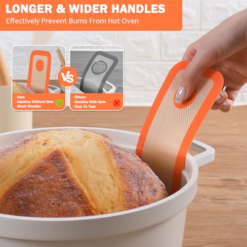 Lazymi 2PCS Silicone Bread Sling for Dutch Oven Reusable Baking Mat with Long Handle for Transferring Sourdough Baking Sling with Dough Scraper & Silicone Brush - Image 3