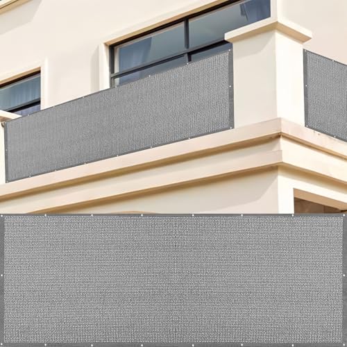 LIUWEIE Pantalla para Balcón Jardín 120 x 250 cm Protección UV, Transpirable, Ligera Pantalla para Balcón Protección de Privacidad con Ataduras de Cables para Jardines Terrazas, Gris