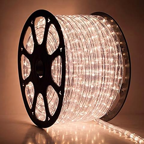 Wintergreen Lighting 150ft 1800-Bulb Incandescent Heavy Duty Rope Light Spool, 120V ETL Indoor Rope Lights Plugin Outdoor Tube Lights ½ Inch, Accessories and Mounting Clips Included, Clear Cover