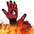 BBQ Fireproof Gloves, Grill Cut-Resistant 1472°F Heat Resistant Gloves, Non-Slip Silicone Oven Gloves, Kitchen Safe Cooking Gloves for Oven Mitts,Barbecue,Cooking, Frying,13.8 Inch-Red